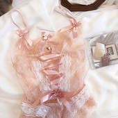 Wriufred Seksuali pasakų rožinė petnešėlė, perspektyvinė liemenėlė, vientisas kostiumėlis mažas naktinis drabužis viliojantis nėrinių apatinis trikotažas