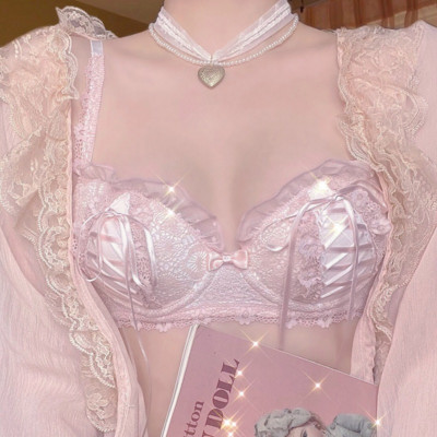 Push Up apatinio trikotažo liemenėlė ir kelnaičių rinkinys Liemenėlės Kelnaitės Apatiniai Suvarstyti Patogus kvėpuojantis kelnaičių rinkinys Lolita Girl Sweet Intimate