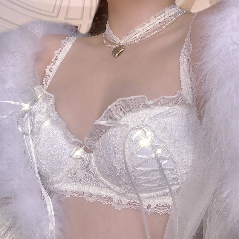 Push Up apatinio trikotažo liemenėlė ir kelnaičių rinkinys Liemenėlės Kelnaitės Apatiniai Suvarstyti Patogus kvėpuojantis kelnaičių rinkinys Lolita Girl Sweet Intimate