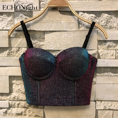 „Echonight Party Shinny Corset“ naktinis klubas „Bustier Slim Dance Top“ korsetas „Performance“ liemenė Korsetas, skirtas dėvėti Moterų krūtinė