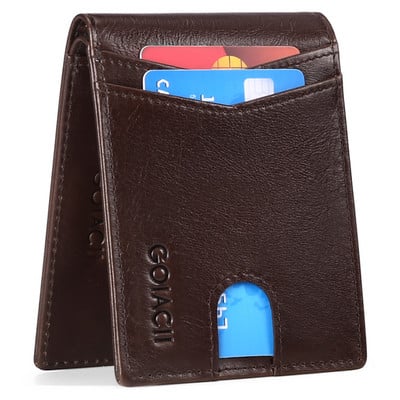Vyriška mini piniginė odinė piniginė Vyriška RFID blokuojanti nuo vagysčių verslo Itin plona pinigų segtukas odos kortelių laikiklis