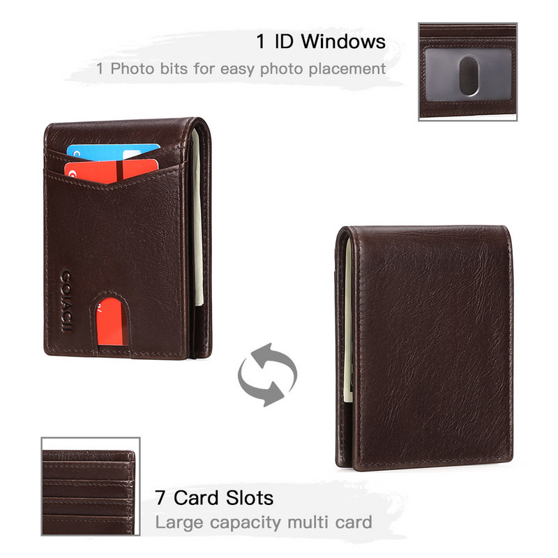 Meeste minirahakott nahast rahakott Meeste RFID-d blokeeriv vargusvastane äriline üliõhuke rahaklappide kaardihoidja kott