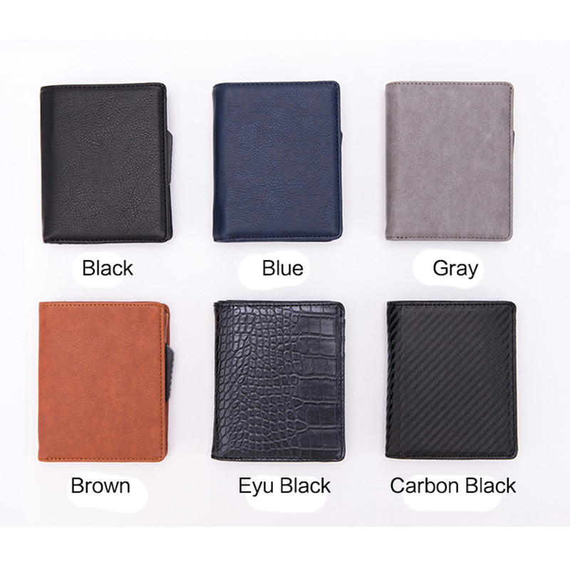Bycobecy 2022 Fashion PU odinė vyriška piniginė FRID aliuminio dėžutės daugiafunkcinis kortelių laikiklio dėklas iššokantis kortelių laikiklis piniginė