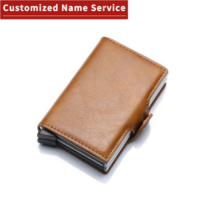 Nume personalizat RFID Portofel de afaceri Suport pentru carduri de credit Cutie de aluminiu Suport card Suport pentru agrafă pentru bani Poșetă pentru bărbați, femei, portofel din piele