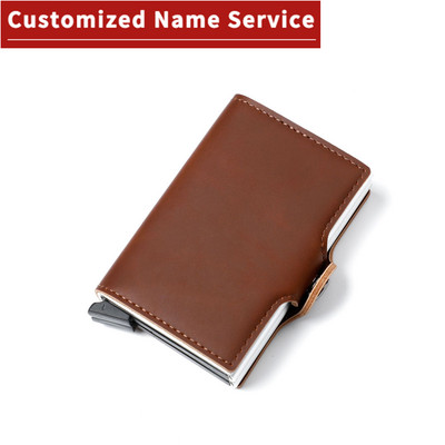 Nume personalizat RFID Portofel de afaceri Suport pentru carduri de credit Cutie de aluminiu Suport card Suport pentru agrafă pentru bani Poșetă pentru bărbați, femei, portofel din piele