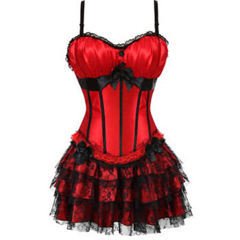 Γοτθική σέξι μπουρλέσκ εξωτική φούστα Tutu Corset Overbust Corset Bustier Party Showgirl Dance Dress Plus Size S-2XL