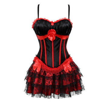 Γοτθική σέξι μπουρλέσκ εξωτική φούστα Tutu Corset Overbust Corset Bustier Party Showgirl Dance Dress Plus Size S-2XL