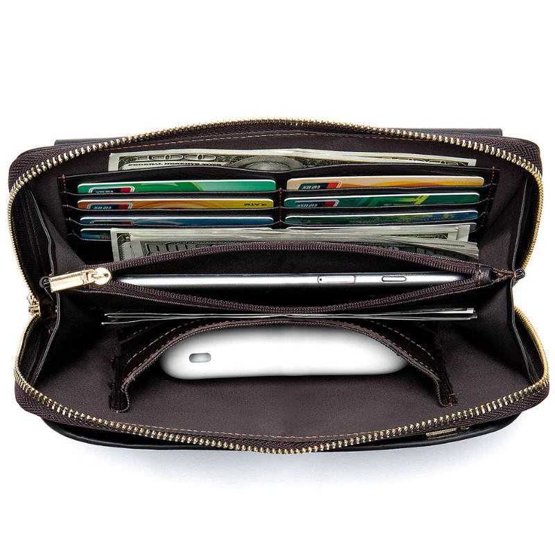 „Luufan“ verslo tipo sankabos piniginė Didelė talpa ilga piniginė Vyriška ilga piniginė su apyranke Odinė didelė piniginė