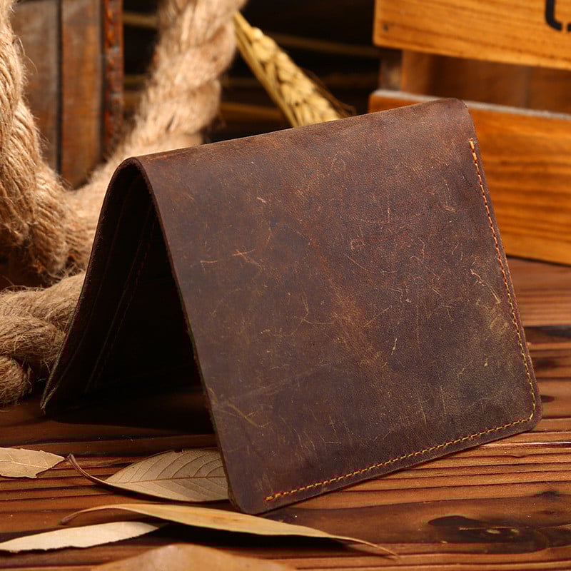 Crazy Horse Leather vyriškos piniginės garsaus 6 kreditinių kortelių laikiklis carteira masculina vyriška odos piniginė