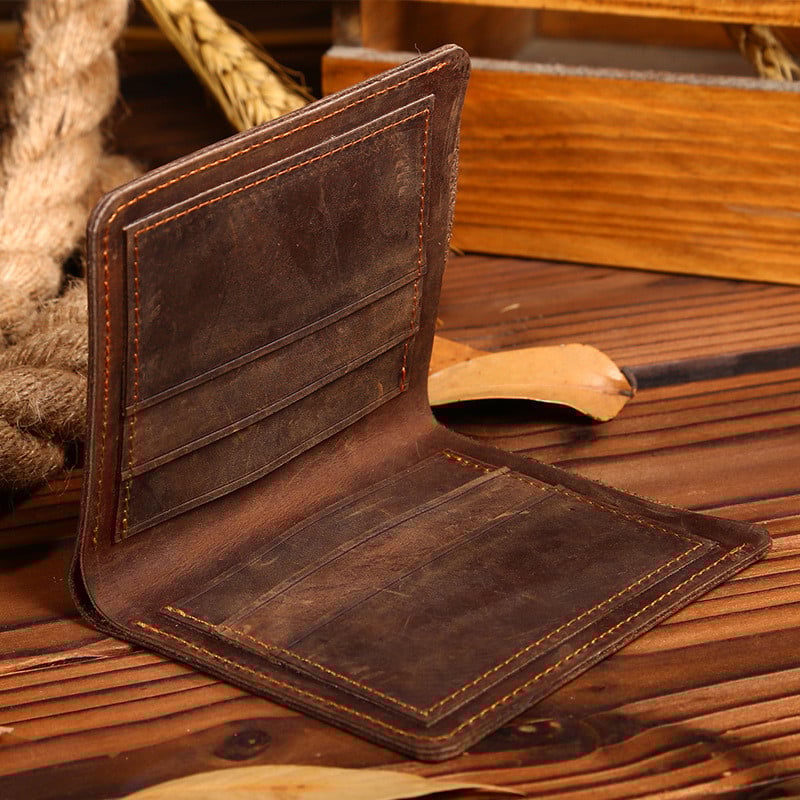 Crazy Horse Leather vyriškos piniginės garsaus 6 kreditinių kortelių laikiklis carteira masculina vyriška odos piniginė