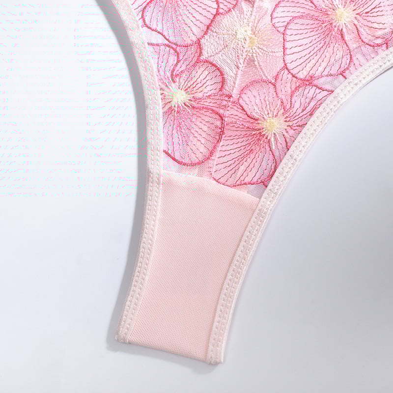 Aduloty Nauja Vasarinė Seksuali Daug Spalvų Siuvinėjimas Gėlių nėriniai Skaidrūs Apatiniai Ploni Erotiniai apatiniai liemenėlių dirželių rinkinys