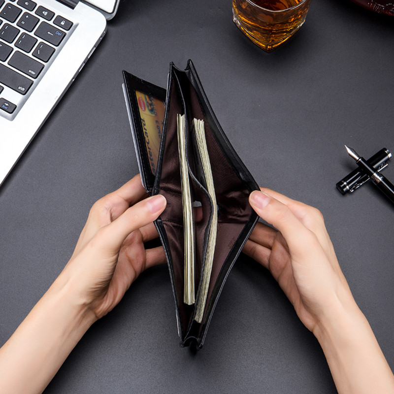 BULLCAPTAIN odos vyriška piniginė Prekės ženklo dizainerio verslo piniginė vyrams Daugiafunkcinė piniginė Rfid kortelių paketo piniginė