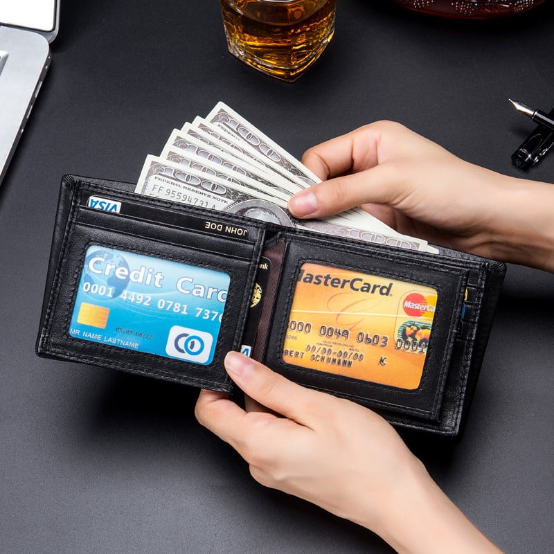 BULLCAPTAIN odos vyriška piniginė Prekės ženklo dizainerio verslo piniginė vyrams Daugiafunkcinė piniginė Rfid kortelių paketo piniginė