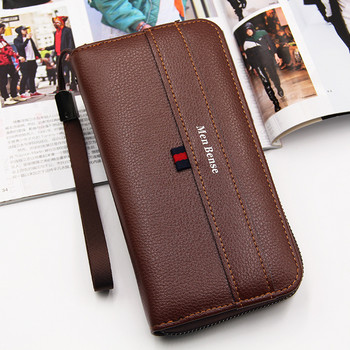 Brand Designer Wristband Πορτοφόλια αρσενικά Πολλά τμήματα Clutch Ανδρικό πορτοφόλι Μακρύ μεγάλο πορτοφόλι κάρτα Ανδρική τσάντα
