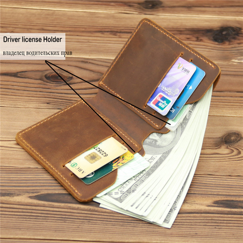 9,5x11 cm Retro odos vyriška piniginė, pagaminta iš „Crazy Horse“ odinės piniginės vyrams, patvarios