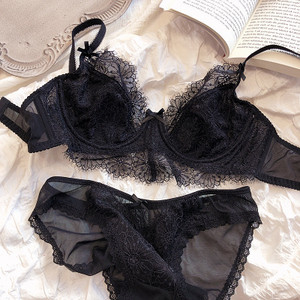 Naujas didelio dydžio BCD Cup liemenėlių rinkinys Sexy Lace Ultra plonas moteriškas apatinis trikotažas Vasarinės permatomos liemenėlės ir kelnaitės 70-85 BCD apatinis trikotažas