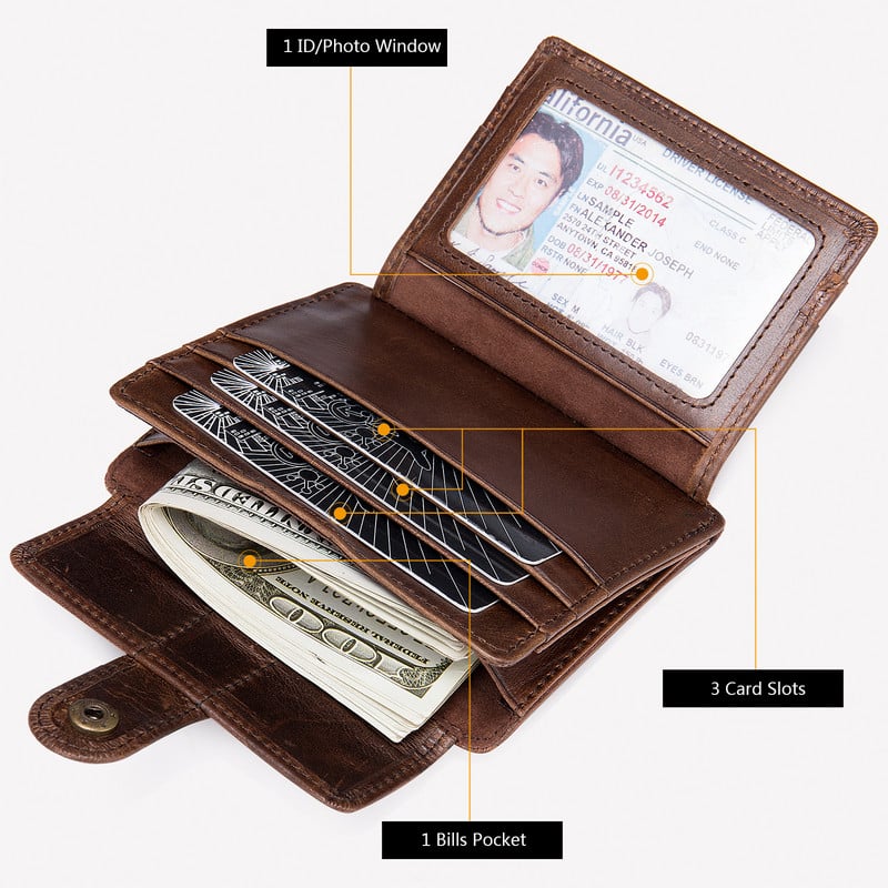 2021 m. piniginė vyrams Vyriška vintažinė trumpa maža plona vyriška piniginė ID kredito kortelės laikiklis su kišeniniu pinigų krepšiu