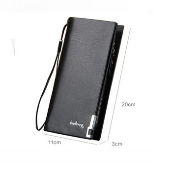 Мъжки RFID дълъг портфейл с джоб за телефон с цип ивица с голям капацитет Черно-кафява кожена чанта с пари ID Банкова карта Мъжки бизнес подарък