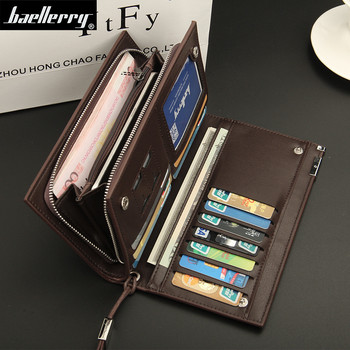 Ανδρικό μακρύ πορτοφόλι RFID με ριγέ φερμουάρ τσέπης τηλεφώνου Υψηλής χωρητικότητας Μαύρο καφέ Δερμάτινο Moneybag ID Τραπεζική κάρτα για ανδρικό επαγγελματικό δώρο