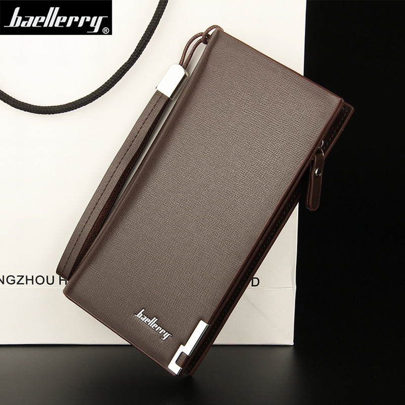 Férfi RFID hosszú pénztárca telefon zsebbel cipzáros csíkkal Nagy kapacitású fekete barna bőr pénzestáska azonosító bankkártya férfi üzleti ajándék