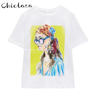 CHICLAZA Ljeto 2022. Ženska modna odjeća s printom Grafičke majice kratkih rukava Ženske majice Ženske majice