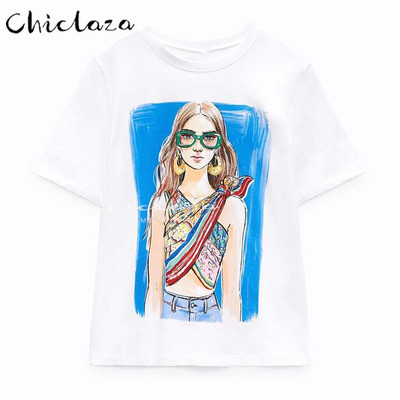CHICLAZA Ljeto 2022. Ženska modna odjeća s printom Grafičke majice kratkih rukava Ženske majice Ženske majice