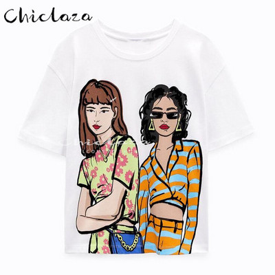 CHICLAZA Ljeto 2022. Ženska modna odjeća s printom Grafičke majice kratkih rukava Ženske majice Ženske majice
