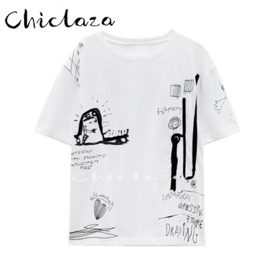 CHICLAZA Ljeto 2022. Ženska modna odjeća s printom Grafičke majice kratkih rukava Ženske majice Ženske majice