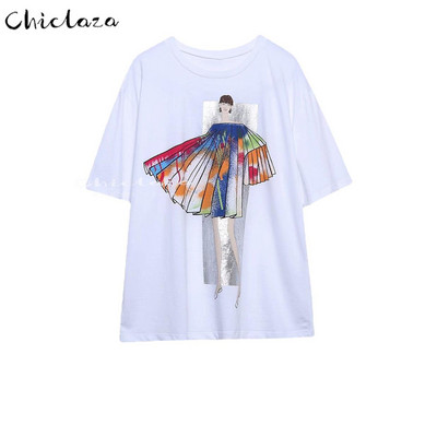 CHICLAZA Ljeto 2022. Ženska modna odjeća s printom Grafičke majice kratkih rukava Ženske majice Ženske majice