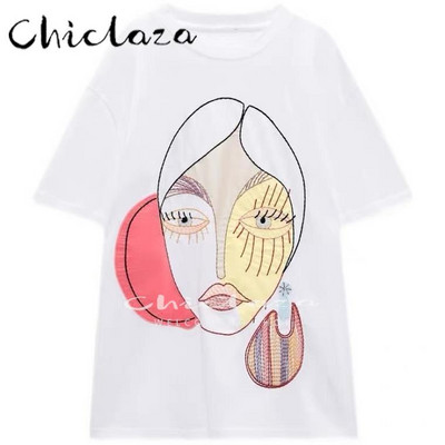 CHICLAZA Ljeto 2022. Ženska modna odjeća s printom Grafičke majice kratkih rukava Ženske majice Ženske majice