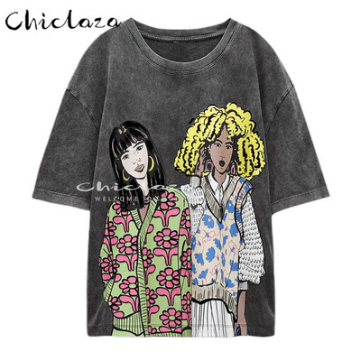 CHICLAZA Ljeto 2022. Ženska modna odjeća s printom Grafičke majice kratkih rukava Ženske majice Ženske majice
