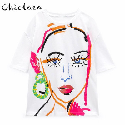 CHICLAZA Ljeto 2022. Ženska modna odjeća s printom Grafičke majice kratkih rukava Ženske majice Ženske majice