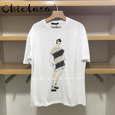 CHICLAZA Ljeto 2022. Ženska modna odjeća s printom Grafičke majice kratkih rukava Ženske majice Ženske majice