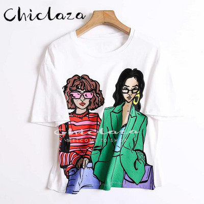 CHICLAZA Ljeto 2022. Ženska modna odjeća s printom Grafičke majice kratkih rukava Ženske majice Ženske majice