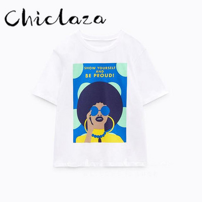 CHICLAZA Ljeto 2022. Ženska modna odjeća s printom Grafičke majice kratkih rukava Ženske majice Ženske majice