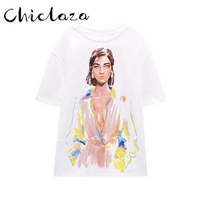 CHICLAZA Ljeto 2022. Ženska modna odjeća s printom Grafičke majice kratkih rukava Ženske majice Ženske majice