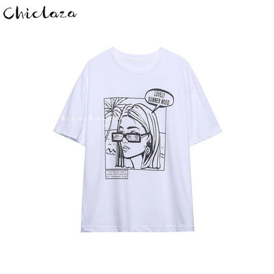 CHICLAZA Ljeto 2022. Ženska modna odjeća s printom Grafičke majice kratkih rukava Ženske majice Ženske majice