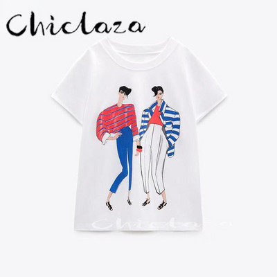 CHICLAZA Ljeto 2022. Ženska modna odjeća s printom Grafičke majice kratkih rukava Ženske majice Ženske majice