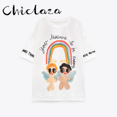 CHICLAZA Ljeto 2022. Ženska modna odjeća s printom Grafičke majice kratkih rukava Ženske majice Ženske majice