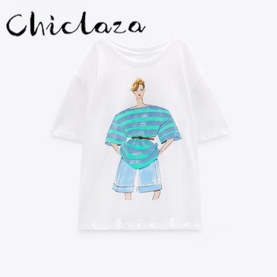 CHICLAZA Ljeto 2022. Ženska modna odjeća s printom Grafičke majice kratkih rukava Ženske majice Ženske majice