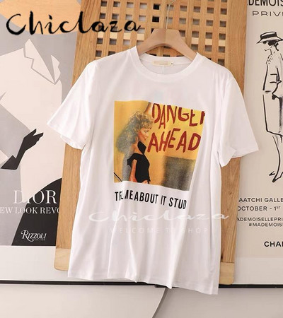 CHICLAZA Ljeto 2022. Ženska modna odjeća s printom Grafičke majice kratkih rukava Ženske majice Ženske majice