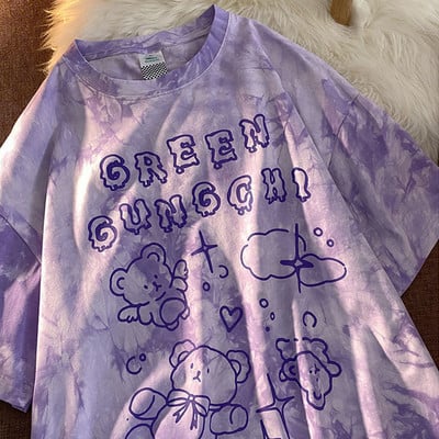 Armas puuvillane karu t-särk tänavariided suvine ülisuur t-särk naiste harajuku lühikeste varrukatega topid T-särk hip hop lips värvitud naljakad ts