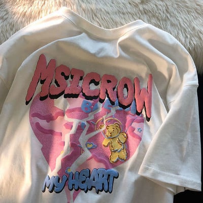 Armas puuvillane karu t-särk tänavariided suvine ülisuur t-särk naiste harajuku lühikeste varrukatega topid T-särk hip hop lips värvitud naljakad ts