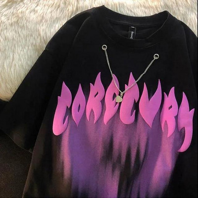 Armas puuvillane karu t-särk tänavariided suvine ülisuur t-särk naiste harajuku lühikeste varrukatega topid T-särk hip hop lips värvitud naljakad ts