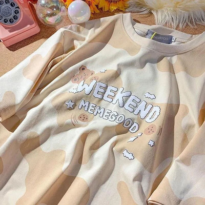 Armas puuvillane karu t-särk tänavariided suvine ülisuur t-särk naiste harajuku lühikeste varrukatega topid T-särk hip hop lips värvitud naljakad ts