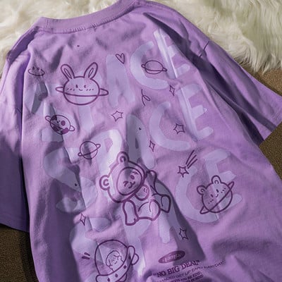 Armas puuvillane karu t-särk tänavariided suvine ülisuur t-särk naiste harajuku lühikeste varrukatega topid T-särk hip hop lips värvitud naljakad ts