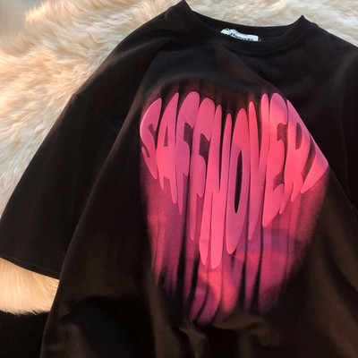 Armas puuvillane karu t-särk tänavariided suvine ülisuur t-särk naiste harajuku lühikeste varrukatega topid T-särk hip hop lips värvitud naljakad ts