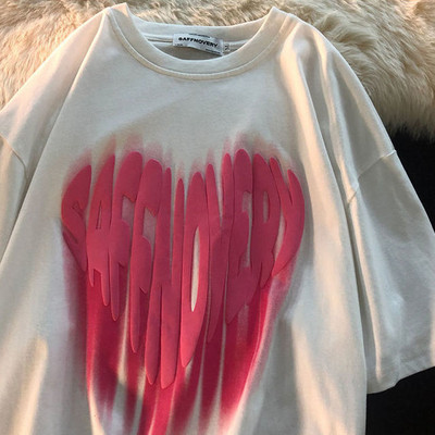 Armas puuvillane karu t-särk tänavariided suvine ülisuur t-särk naiste harajuku lühikeste varrukatega topid T-särk hip hop lips värvitud naljakad ts