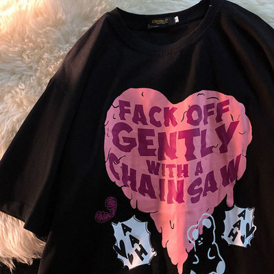 Armas puuvillane karu t-särk tänavariided suvine ülisuur t-särk naiste harajuku lühikeste varrukatega topid T-särk hip hop lips värvitud naljakad ts