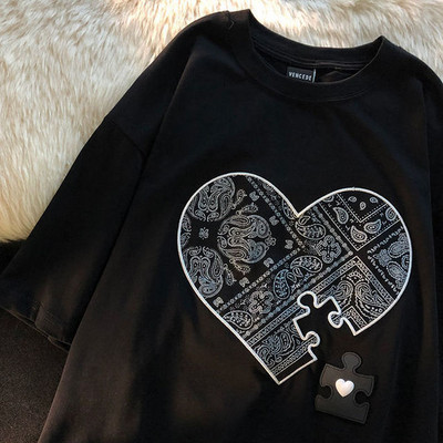 Armas puuvillane karu t-särk tänavariided suvine ülisuur t-särk naiste harajuku lühikeste varrukatega topid T-särk hip hop lips värvitud naljakad ts